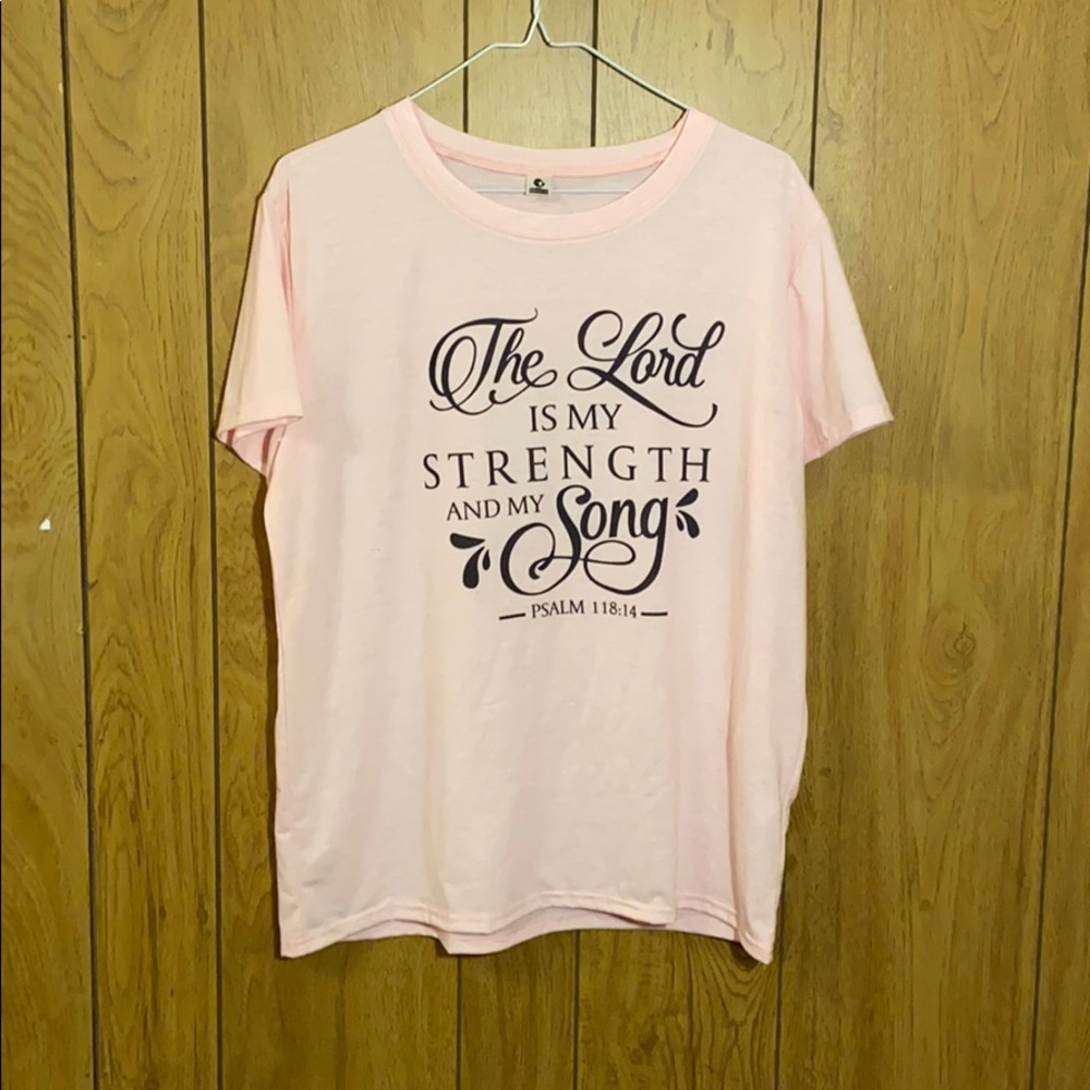 Pink Tee with Bible Verse - Large